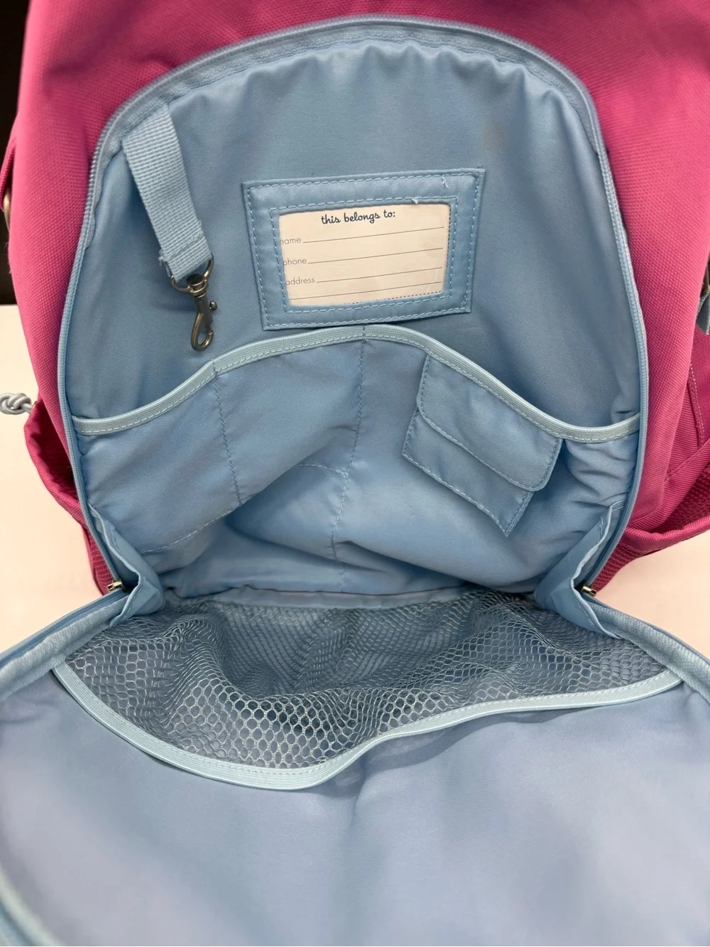 Pottery Barn Kids Pink Backpack with Light Blue Trim- Like New